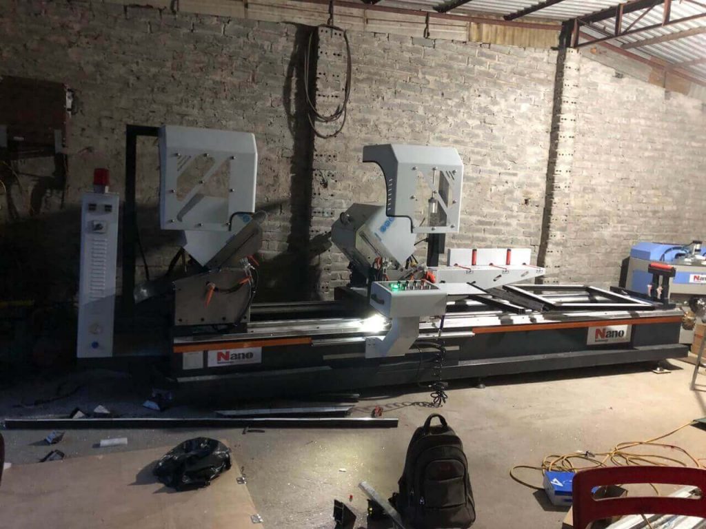 Máy cắt nhôm 2 đầu 09 lắp đặt hoàn thiện
